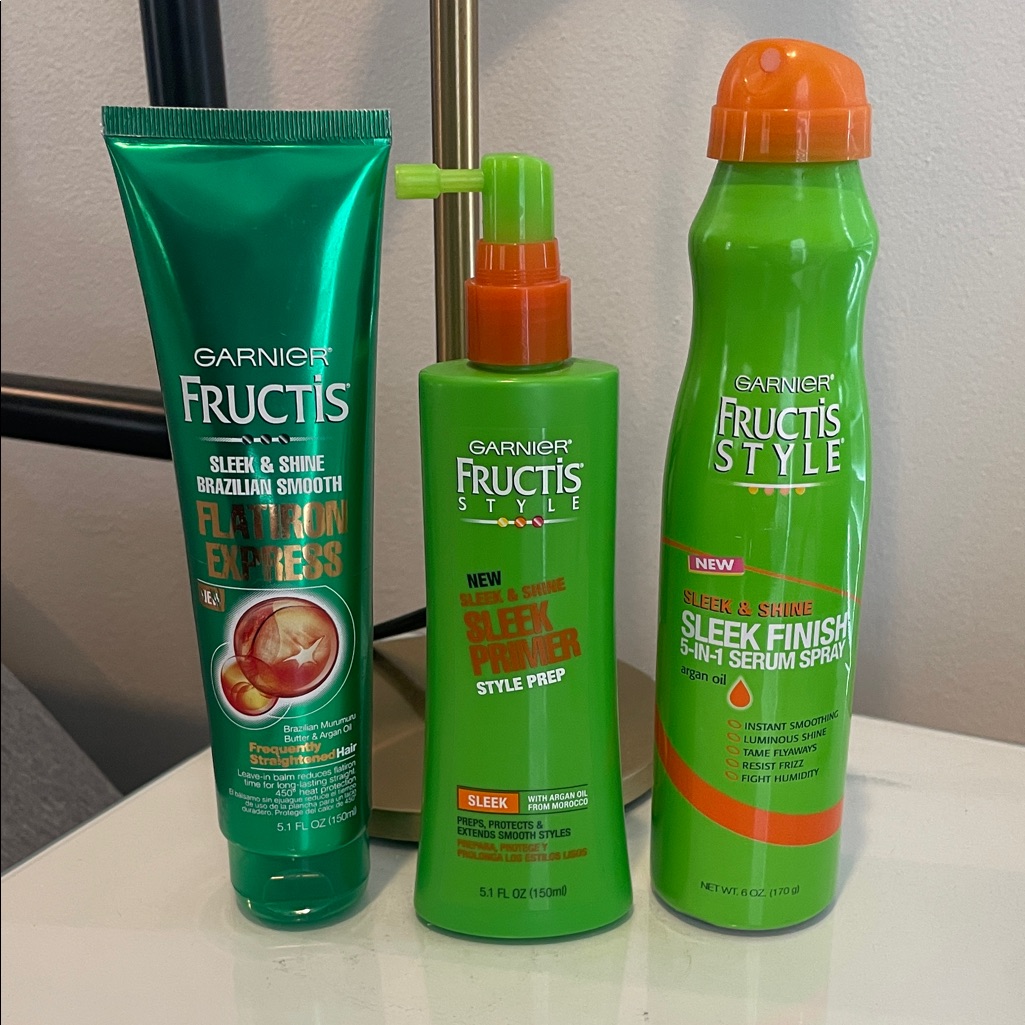 Garnier Fructis Sleek And Shine Bundle  Sleek Primer Style Prep And Serum Spray